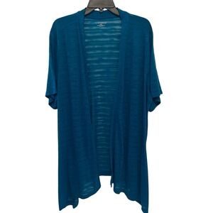 Catherine's Women's Open Front Cardigan Size 2X Shadow Stripe Asymmetrical Flowy